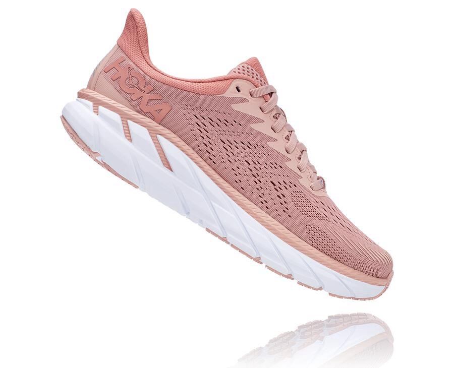 Hoka One One Running Shoes Womens Pink - Clifton 7 - 41085ATIS